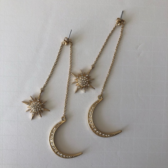 Jewelry - Celestial Moon and Star Pendant Drop Earrings